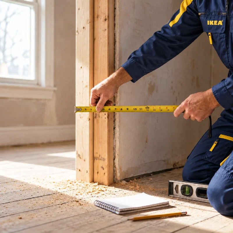 Specialist measuring a room